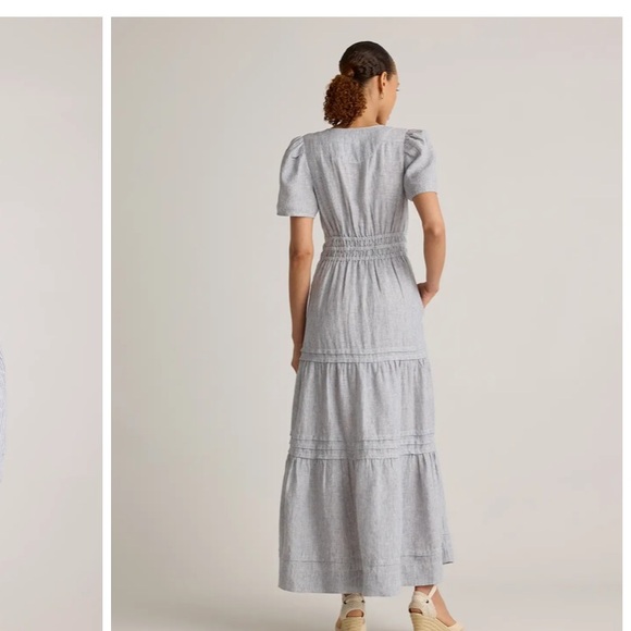 EUC Quince size xs Blue and White Striped Linen Maxi Dress - Picture 8 of 10